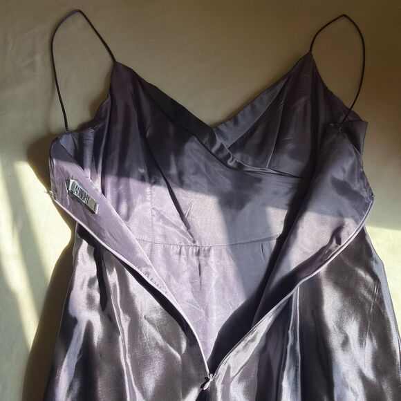 Vintage 90s Laundry by Shelli Segal Plum Satin Slip Gown Bias Cut Maxi Dress 8‎ - Picture 10 of 11